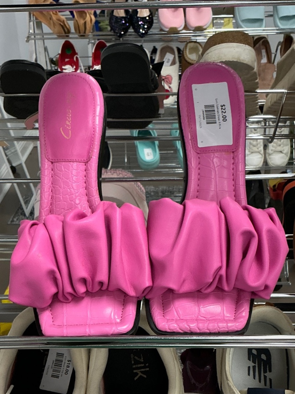 Circus by Sam Edelman Hot Pink Ruffle Slide Mules